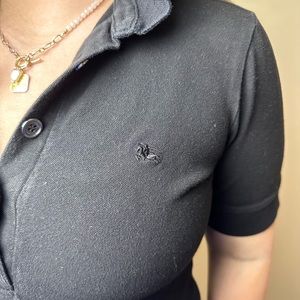 BURBERRY LONDON FRILL COLLAR POLO T-SHIRT